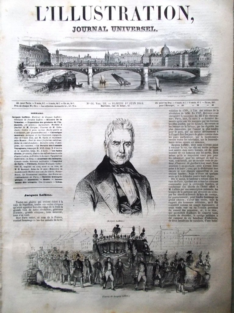 L'Illustration Journal Universel 1 Juin 1844 Laffitte Asile Catherine Antigone