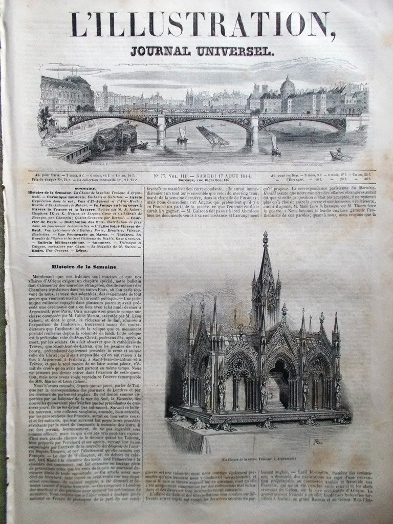 L'Illustration Journal Universel 17 Aout 1844 Algérie Saint Vincent de …