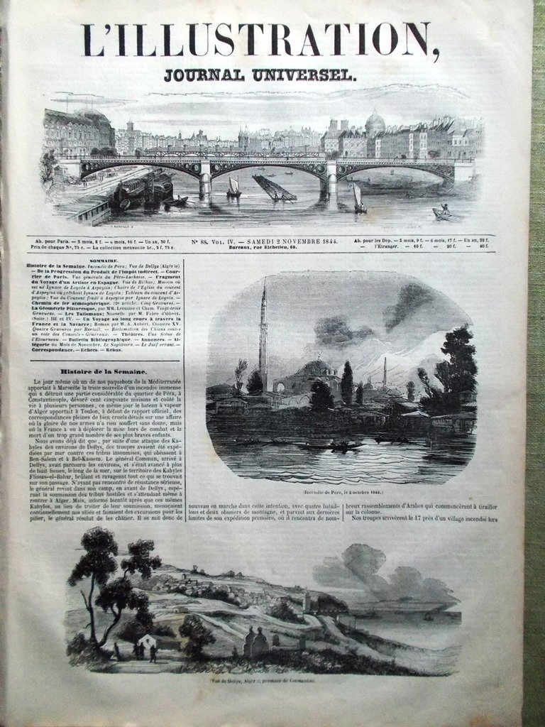 L'Illustration Journal Universel 2 Novembre 1844 Père-Lachaise Géométrie Espagne