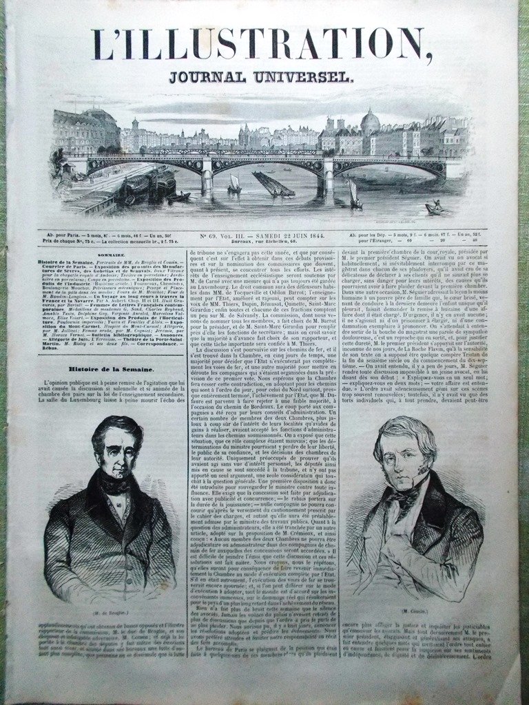 L'Illustration Journal Universel 22 Juin 1844 Vue Mont-Carmel Femmes de …