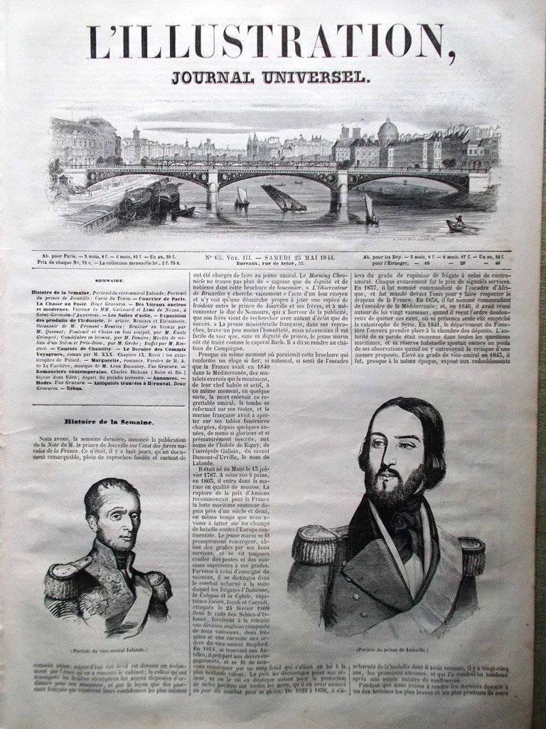 L'Illustration Journal Universel 25 Mai 1844 Chantilly Hérouval Bronzes Germain