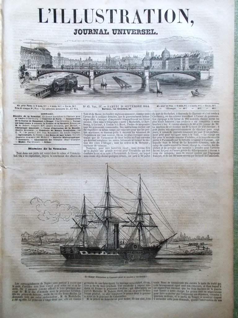 L'Illustration Journal Universel 28 Septembre 1844 Du Quesne Dieppe Moselle …