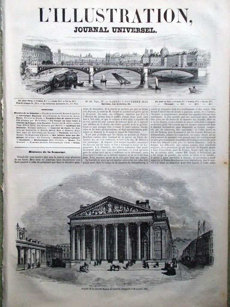 L'Illustration Journal Universel 9 Novembre 1844 Haydn Aliénés Bicêtre Gavarni