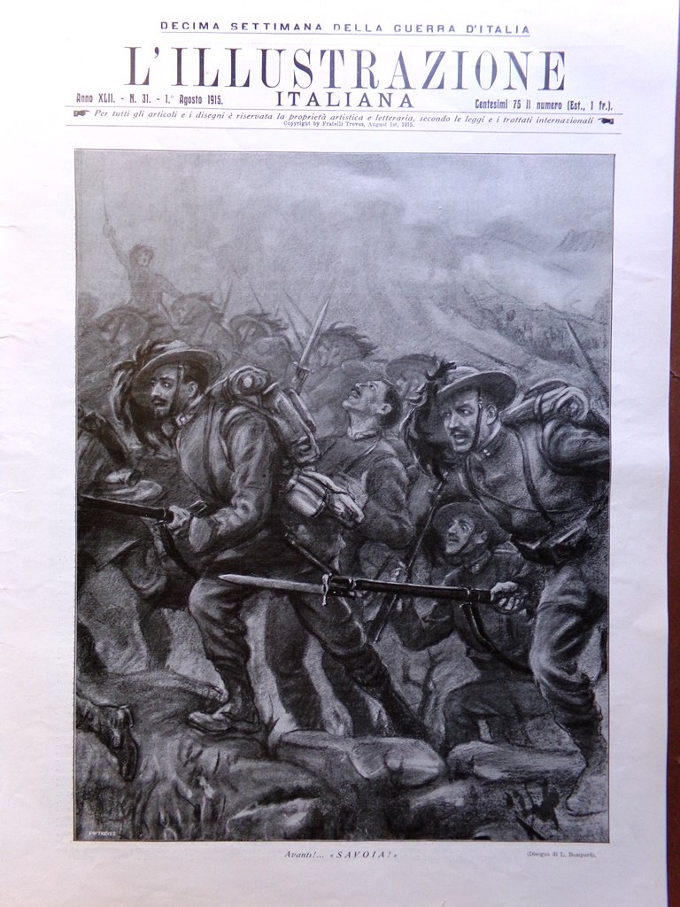 L'illustrazione Italiana 1 Agosto 1915 WW1 Savoia Gorizia Freikofel Isonzo …