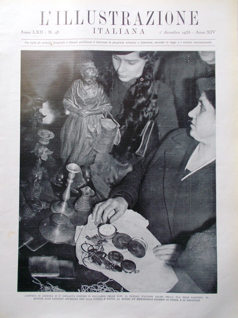 L'Illustrazione Italiana 1 Dicembre 1935 Estremo Oriente Ginevra Petrolio Calcio