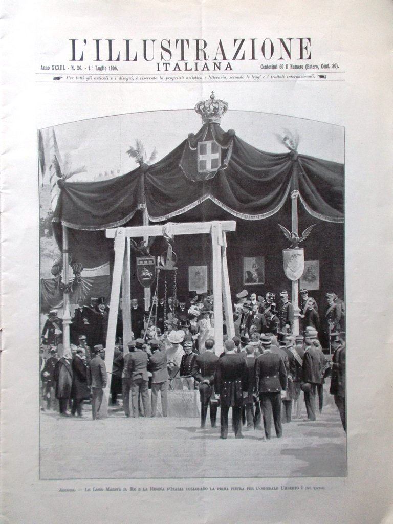 L'Illustrazione Italiana 1 Luglio 1906 Ospedale Ancona Haakon VII Laveno …