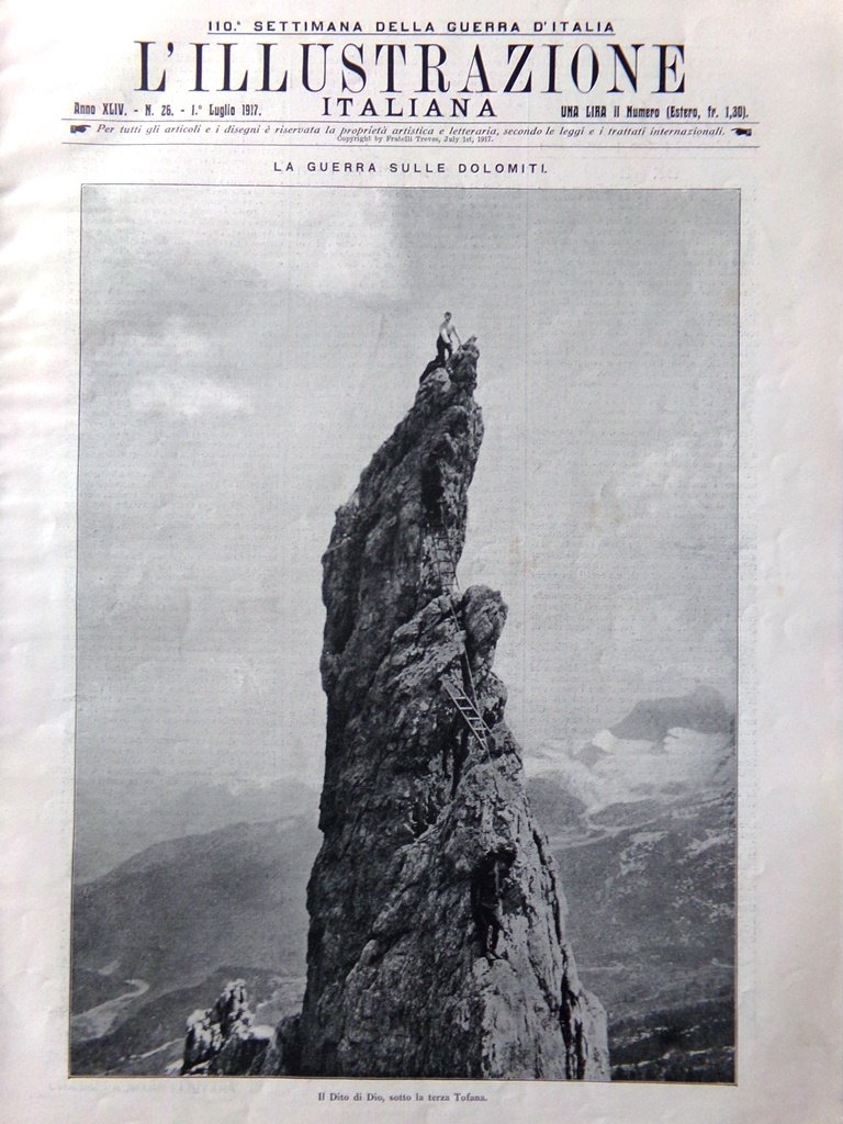 L'Illustrazione Italiana 1 Luglio 1917 WW1 Dito Dio Tofana Gorizia …