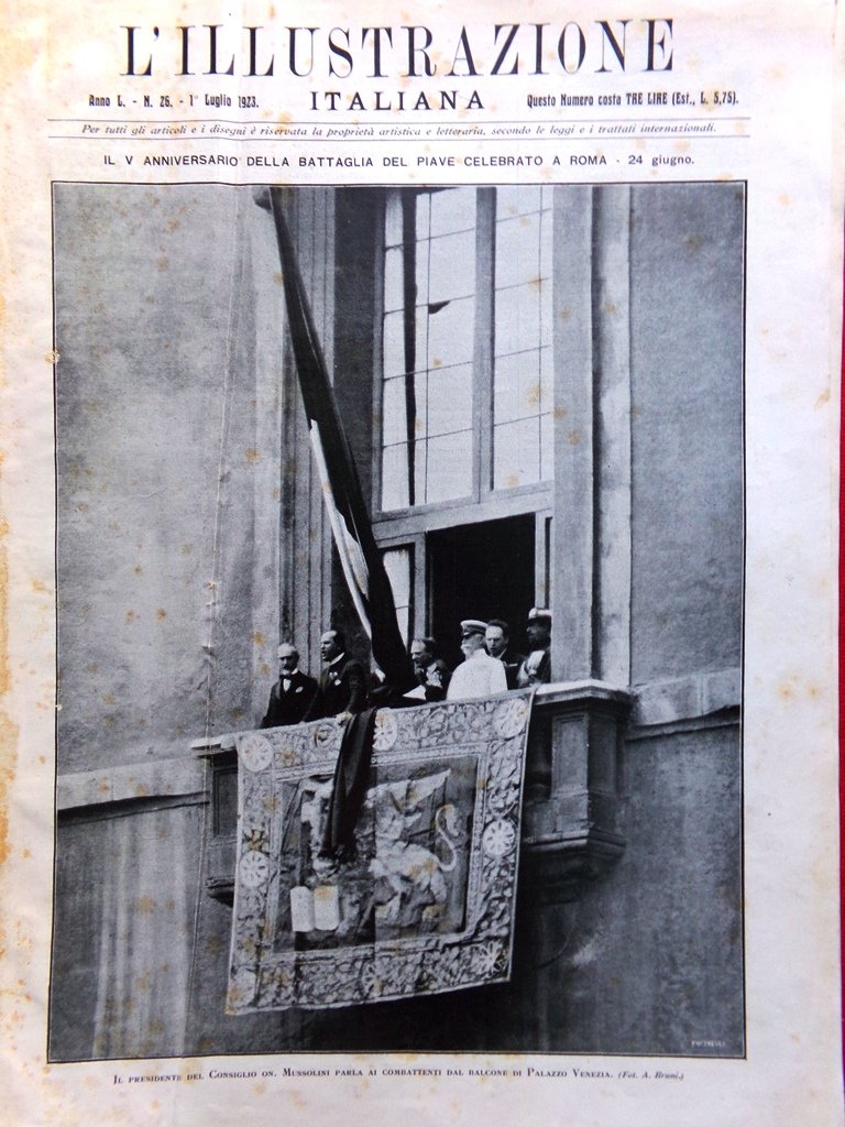 L'Illustrazione Italiana 1 Luglio 1923 Eruzione Etna Pascal Battaglia Piave …