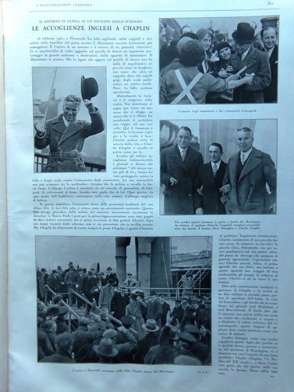 L'illustrazione Italiana 1 Marzo 1931 Chaplin Piano Regolatore Roma Balbo …