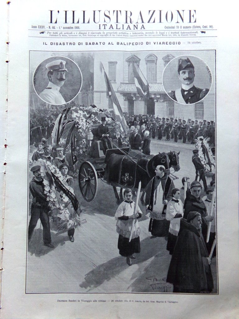 L'illustrazione Italiana 1 Novembre 1908 Balipedio Viareggio Staglieno Gramatica | Immagine principale