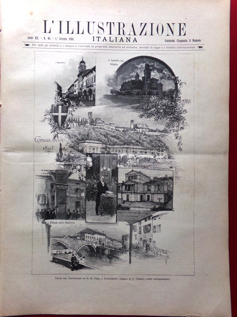 L'Illustrazione Italiana 1 Ottobre 1893 Cima Conegliano De Amicis Chicago …