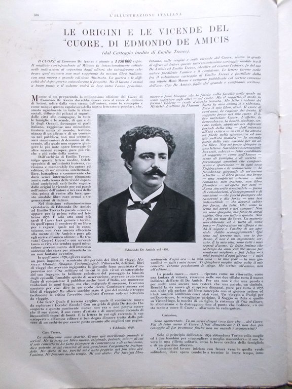 L'Illustrazione Italiana 1 Ottobre 1922 Cuore Edmondo De Amicis Stretti …