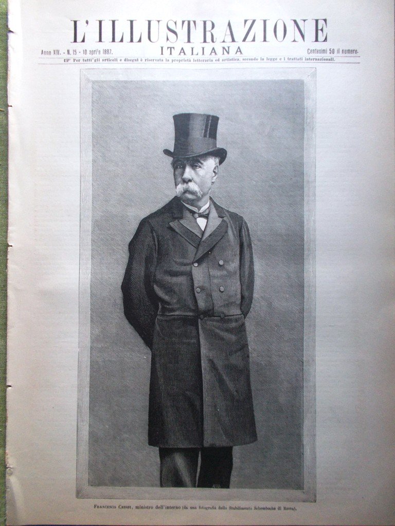 L'illustrazione Italiana 10 Aprile 1887 Crispi Impero Vanderbilt Chiesa Perugia