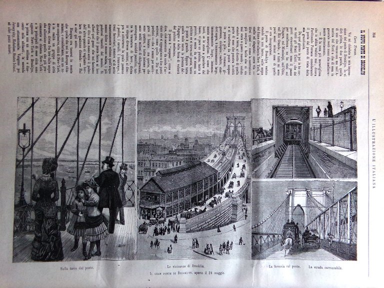 L'illustrazione Italiana 10 Giugno 1883 Ponte di Brooklyn Fratelli Cairoli …