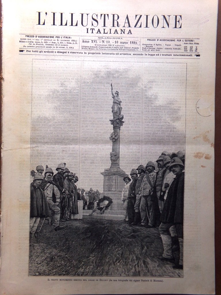L'Illustrazione Italiana 10 Marzo 1889 Tevere Monumento Dogali Nigra Gladstone