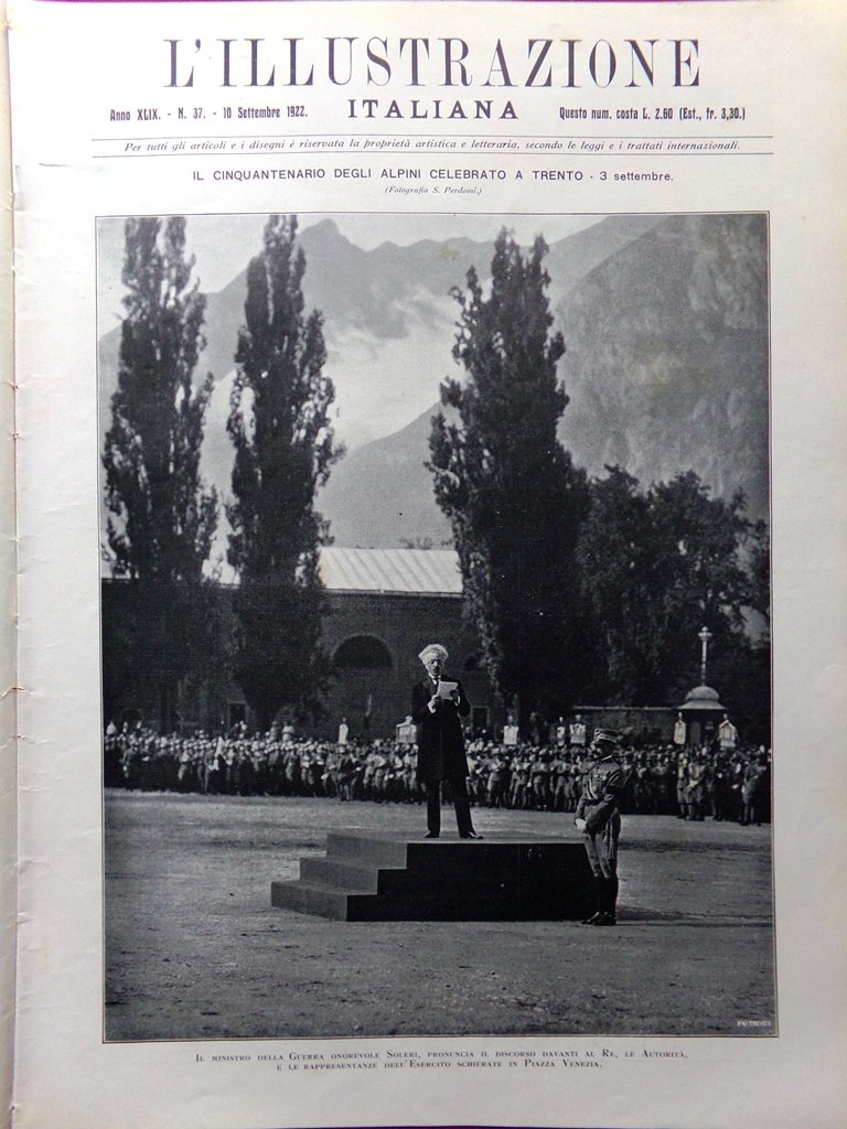 L'Illustrazione Italiana 10 Settembre 1922 Alpini Autodromo di Monza Loreto … | Immagine principale