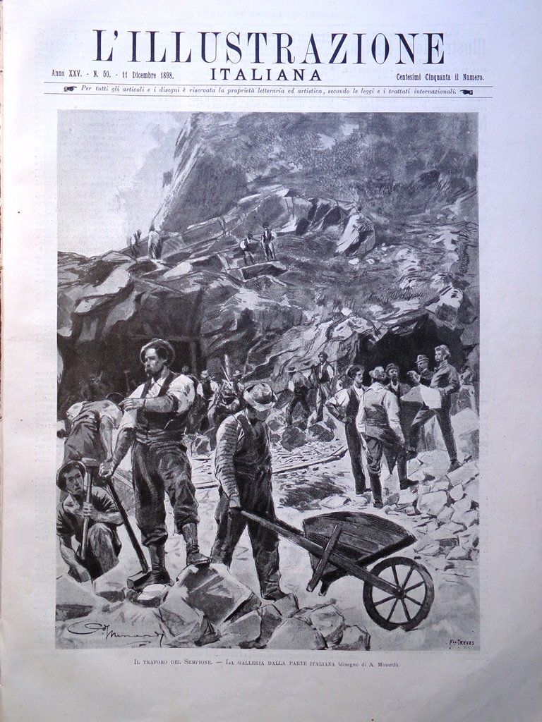 L'Illustrazione Italiana 11 Dicembre 1898 Traforo Sempione Candia Malaria Briga