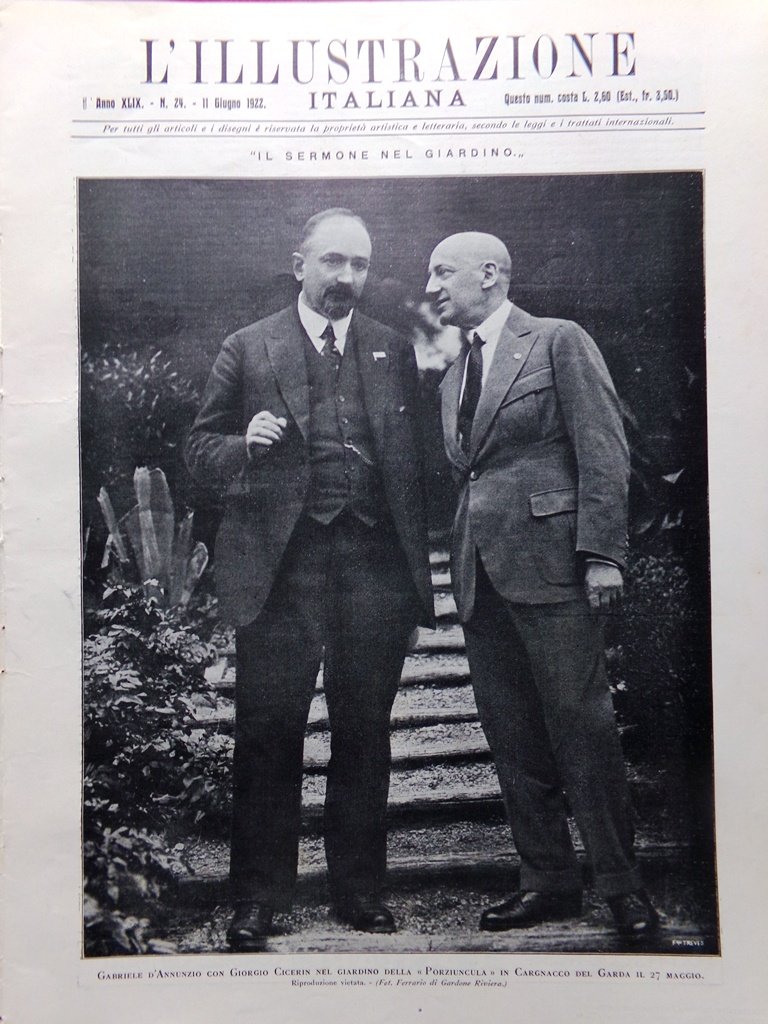 L'Illustrazione Italiana 11 Giugno 1922 D'Annunzio Modena Pisa Salaria Parenzo | Immagine principale