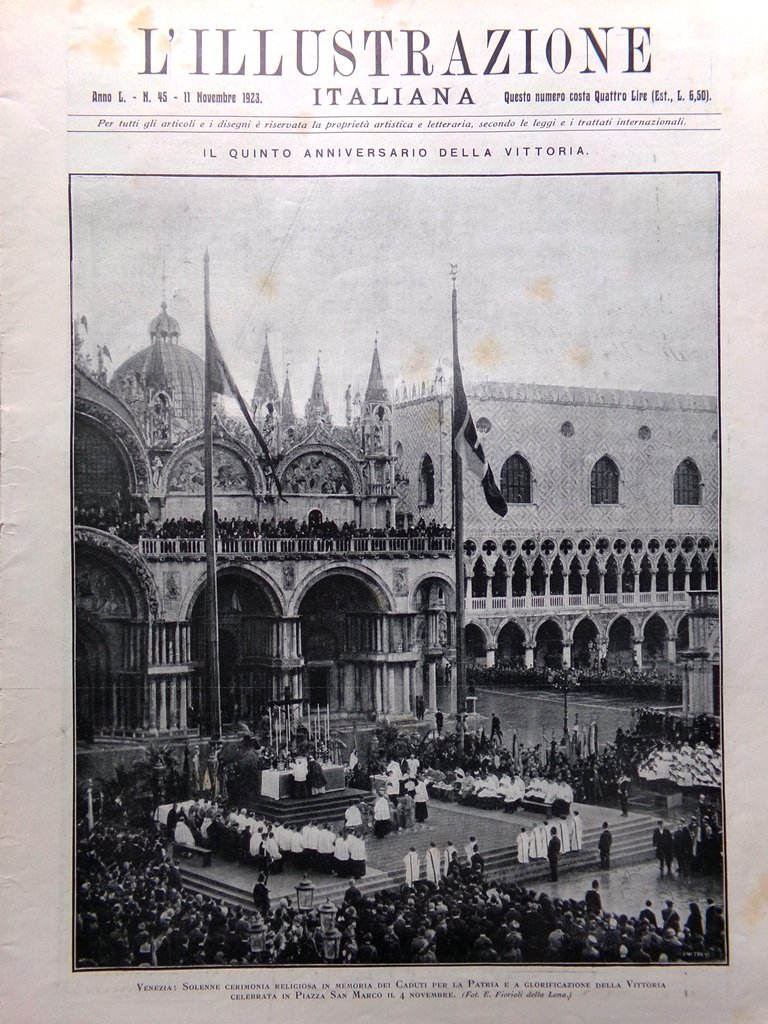 L'Illustrazione Italiana 11 Novembre 1923 Anniversario Vittoria Salme Signorelli