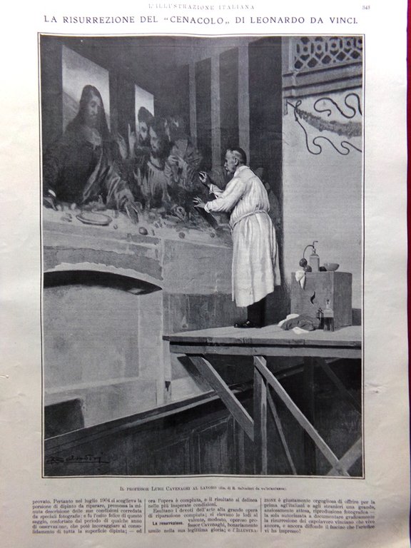 L'illustrazione Italiana 11 Ottobre 1908 Restauro Cenacolo di Leonardo Cavenaghi | Immagine Gallery 4