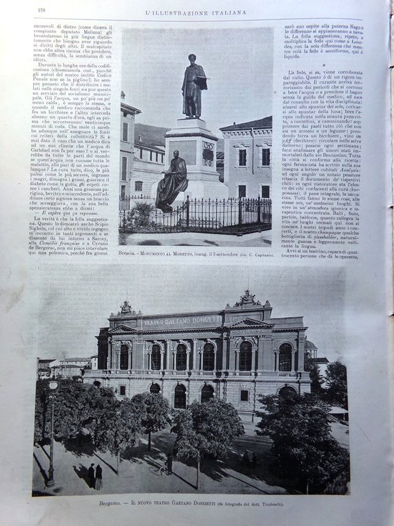 L'Illustrazione Italiana 11 Settembre 1898 Guglielmina Olanda Teatro di Bergamo