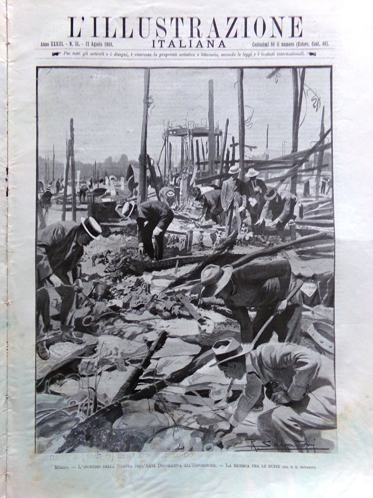 L'Illustrazione Italiana 12 Agosto 1906 Incendio Esposizione Frana Modane Russia