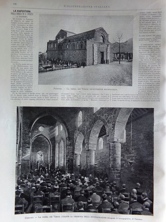 L'Illustrazione Italiana 12 Febbraio 1899 Ceneri Colombo Vespri Palermo Tolstoj