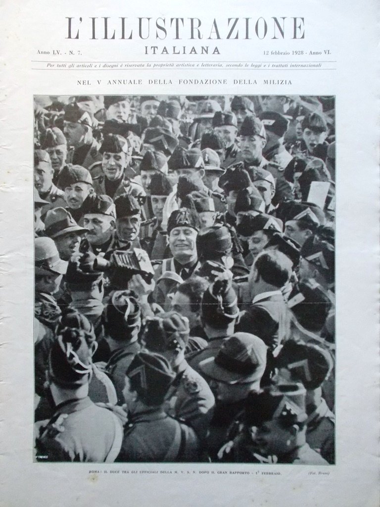 L'Illustrazione Italiana 12 Febbraio 1928 Fascisti Zandonai Barolo Brera Verne | Immagine principale