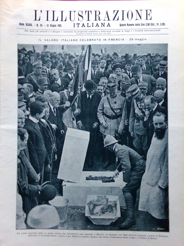 L'Illustrazione Italiana 12 Giugno 1921 Riforma Teatro Scala Milite Ignoto …