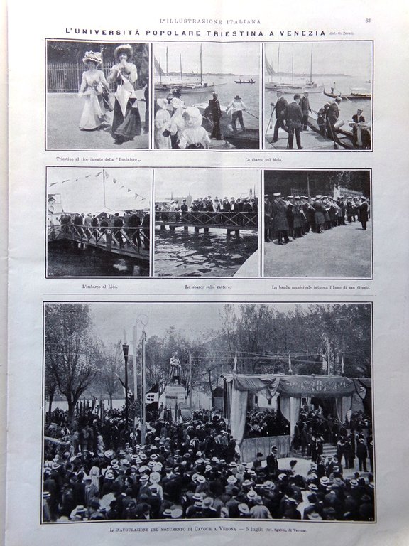 L'illustrazione Italiana 12 Luglio 1908 Martinengo Livorno Taft Verona Massimini | Immagine Gallery 3