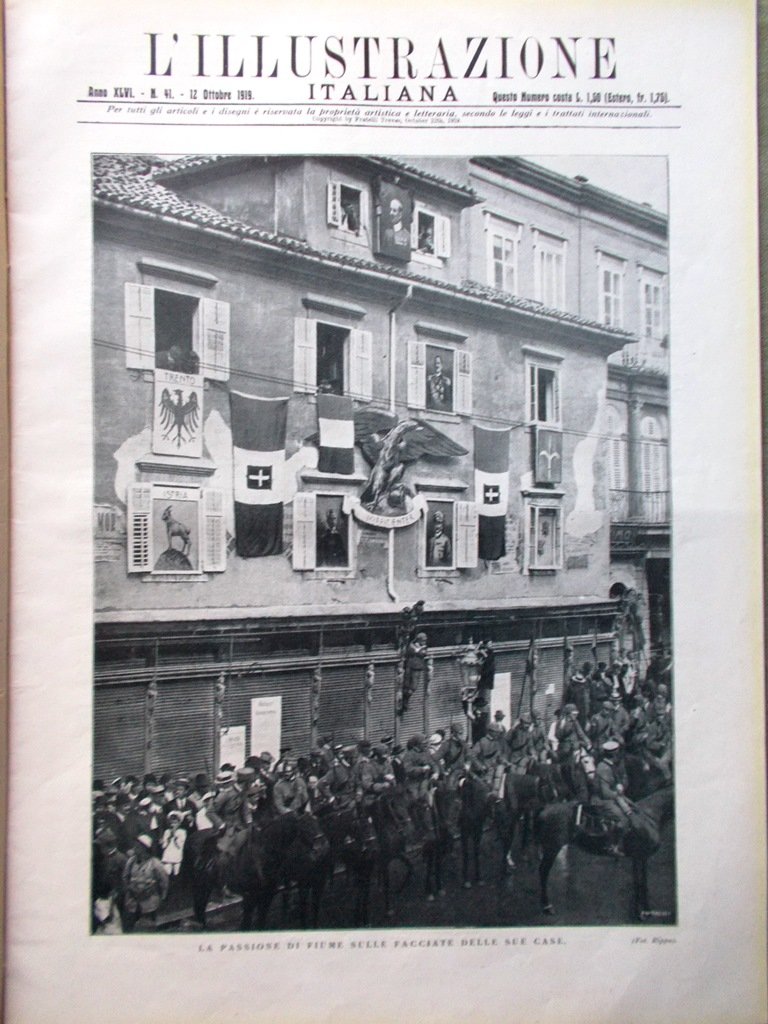 L'Illustrazione Italiana 12 Ottobre 1919 Fiume Pinacoteca Vicenza Locatelli Arri