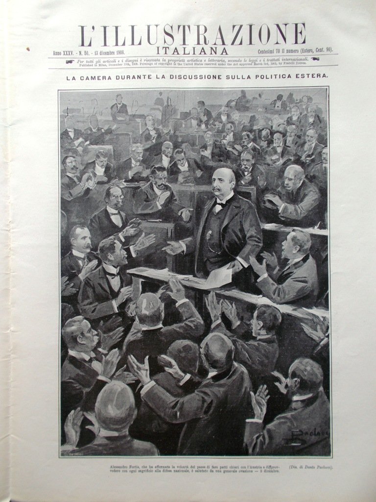 L'illustrazione Italiana 13 Dicembre 1908 Swinburne Steinheil Ristori Argodino | Immagine principale