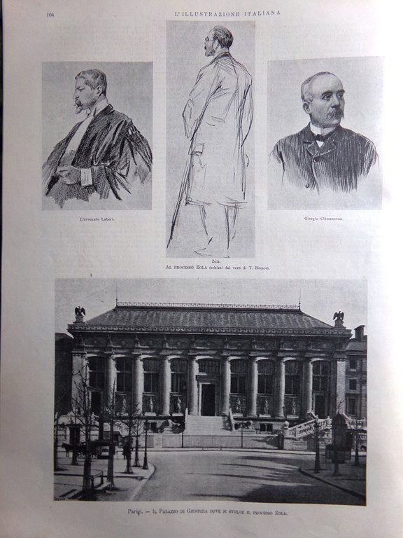 L'Illustrazione Italiana 13 Febbraio 1898 Processo Zola Parigi Grafito Palatino