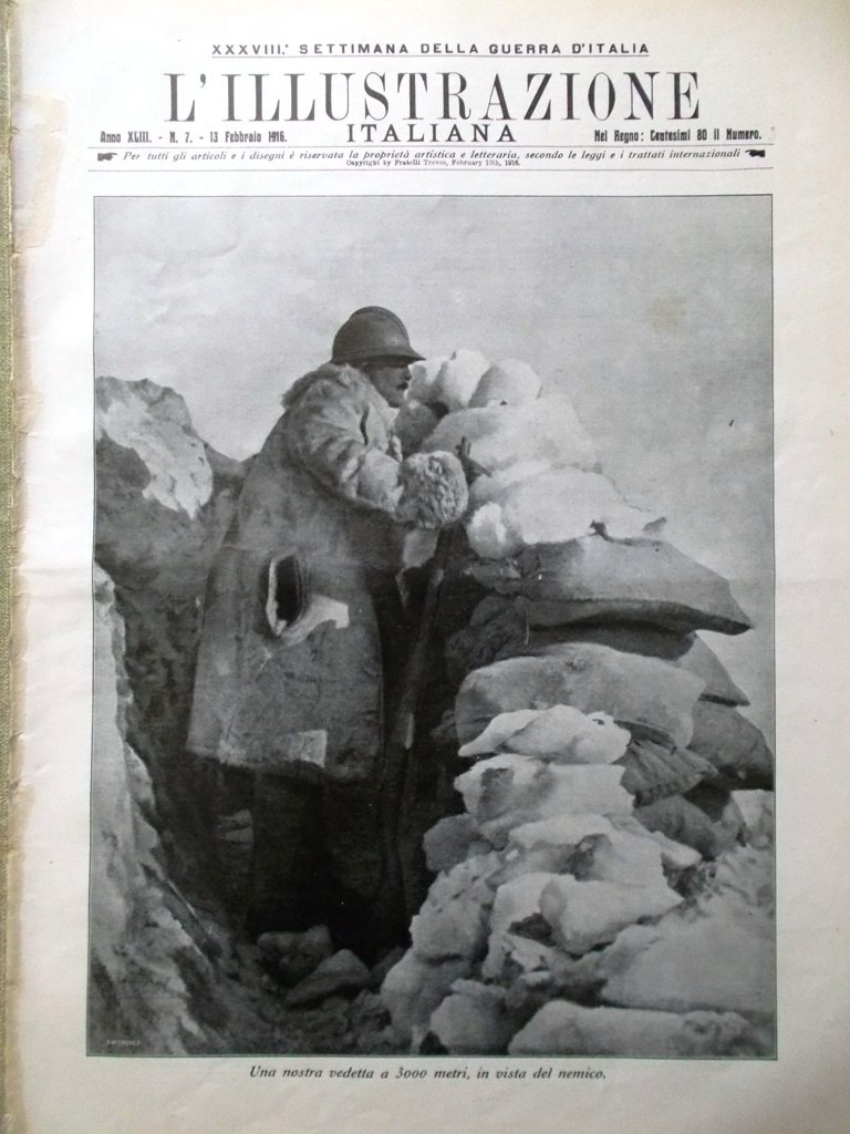 L'illustrazione Italiana 13 Febbraio 1916 WW1 Marconi Barbiere Siviglia Benelli