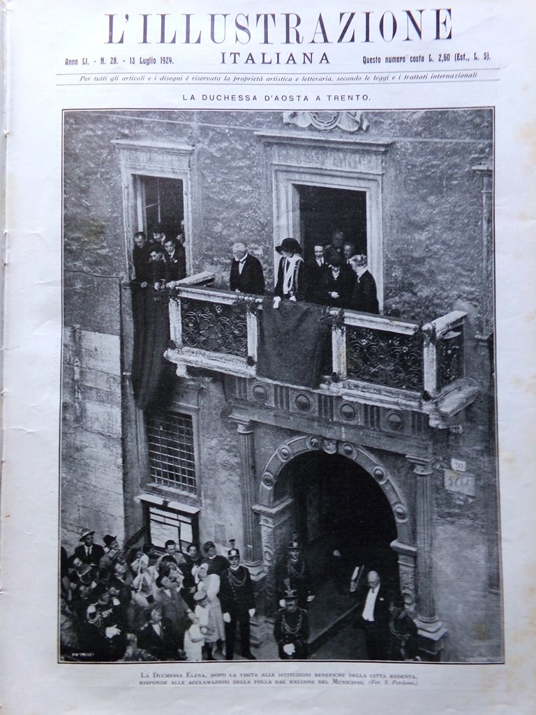 L'Illustrazione Italiana 13 Luglio 1924 Olimpiadi Parigi Quirinale Venezia Papa | Immagine principale