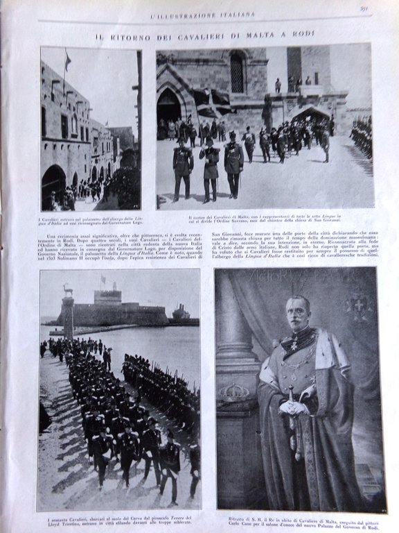 L'Illustrazione Italiana 13 Maggio 1928 Nobile Cavalieri di Malta Rodi …