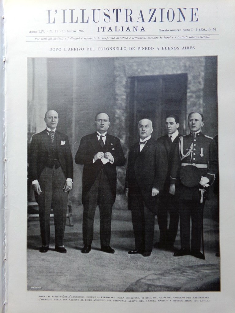 L'Illustrazione Italiana 13 Marzo 1927 De Pinedo Buenos Aires Podestà …