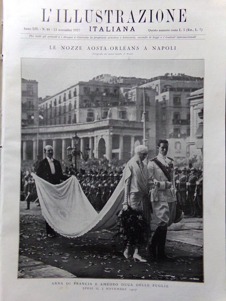 L'Illustrazione Italiana 13 Novembre 1927 Nozze Savoia Orleans Capodimonte Ferla