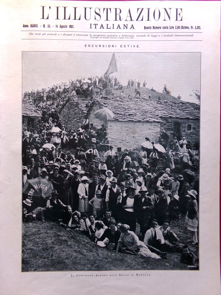 L'Illustrazione Italiana 14 Agosto 1921 Funerali Caruso Lido Venezia Monsumano | Immagine principale