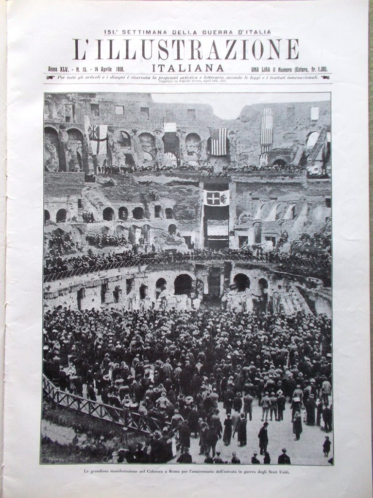 L'Illustrazione Italiana 14 Aprile 1918 WW1 Stati Uniti Carcano Berlingeri …