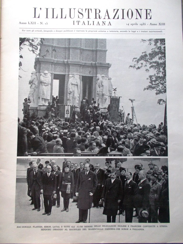 L'Illustrazione Italiana 14 Aprile 1935 Convegno di Stresa Pirandello Mark … | Immagine principale