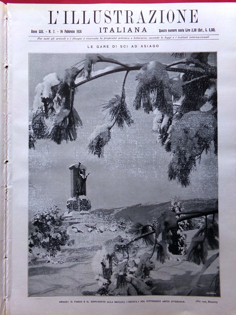 L'Illustrazione Italiana 14 Febbraio 1926 Speciale Riviera Ligure Olivo Giarabub | Immagine principale