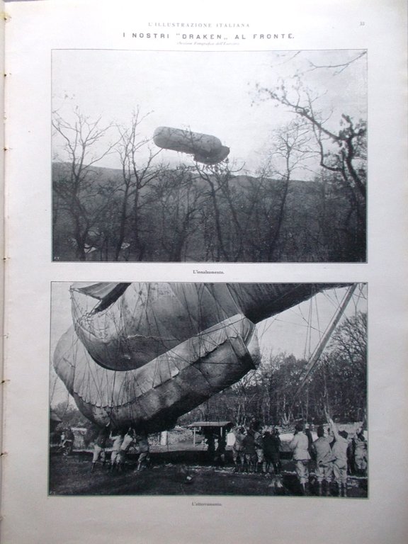 L'Illustrazione Italiana 14 Gennaio 1917 WW1 Draken Alleati Roma Baldissera …