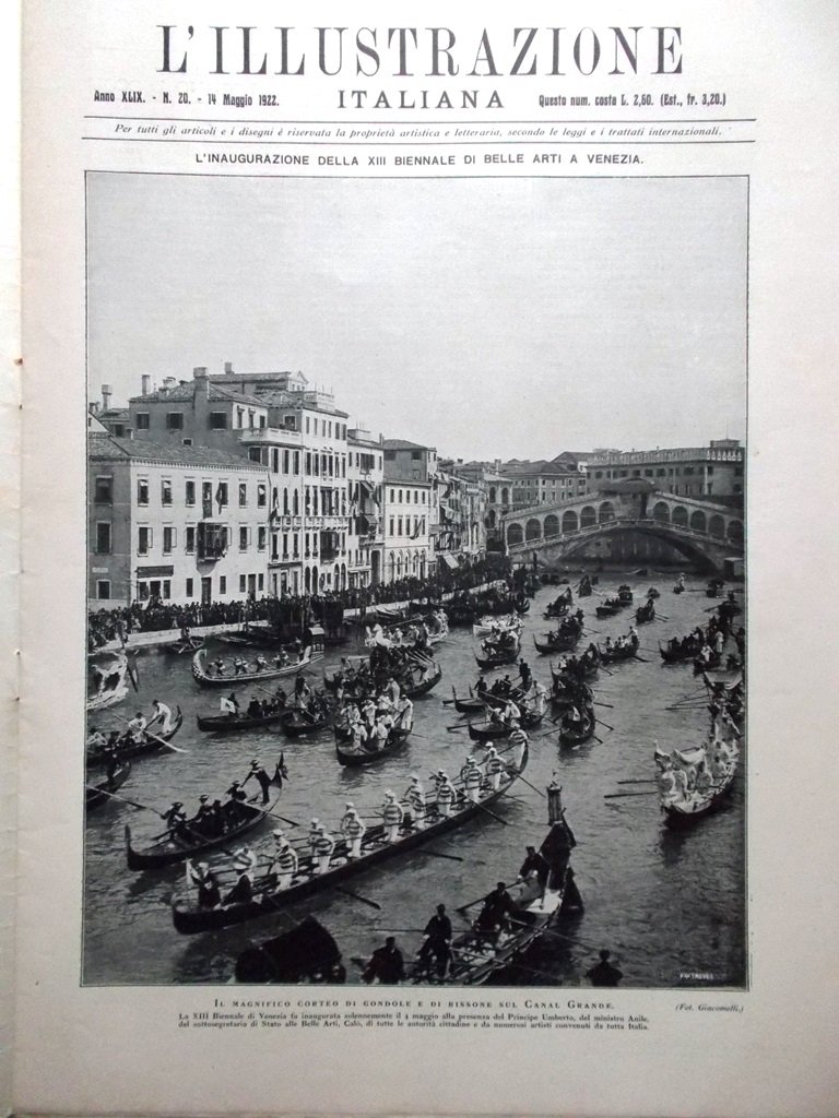 L'Illustrazione Italiana 14 Maggio 1922 Biennale Arti Venezia Università Padova