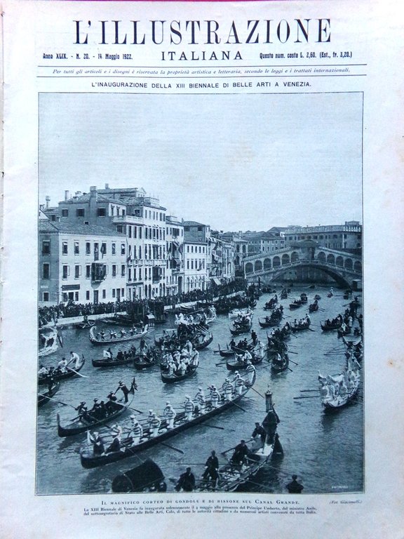 L'Illustrazione Italiana 14 Maggio 1922 Biennale Arti Venezia Università Padova | Immagine Gallery 2