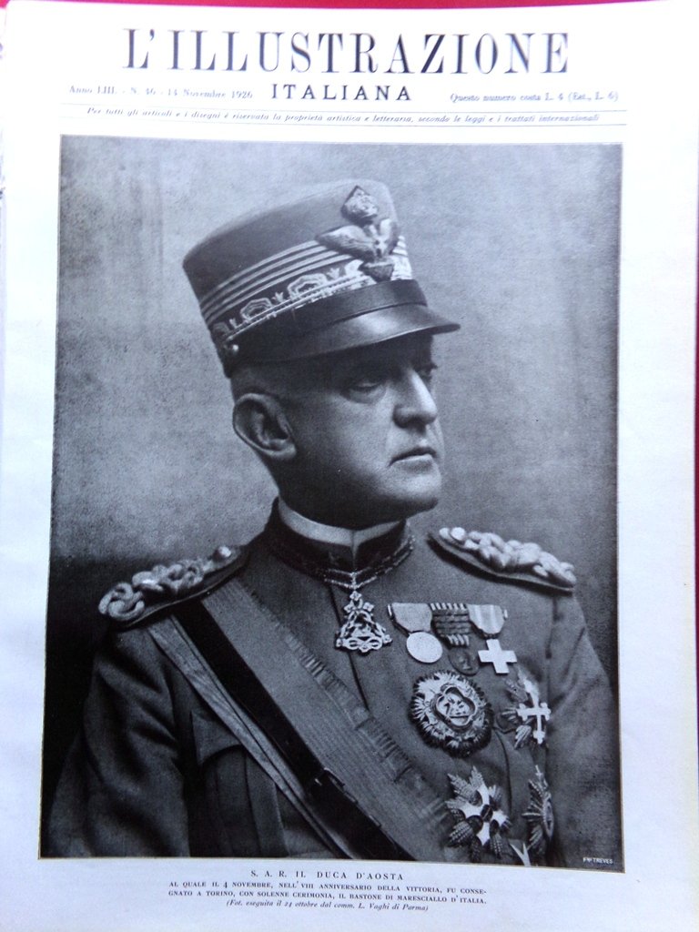 L'Illustrazione Italiana 14 Novembre 1926 Alluvione Bari Duca d'Aosta Vittoria | Immagine principale