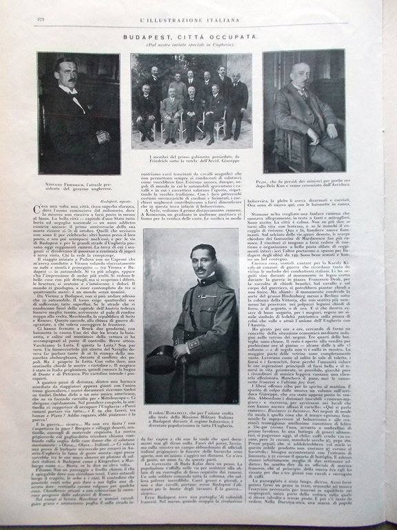 L'Illustrazione Italiana 14 Settembre 1919 Budapest Gruppo del Cristallo Austria