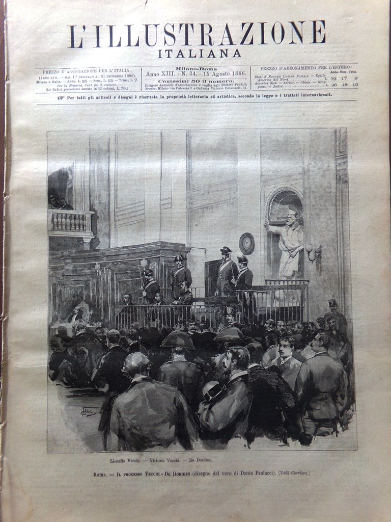 L'Illustrazione Italiana 15 Agosto 1886 Liszt Napoli Bellini Spotorno Sansovino