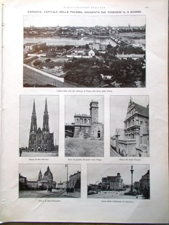 L'illustrazione Italiana 15 Agosto 1915 WW1 Varsavia Conca di Primiero …