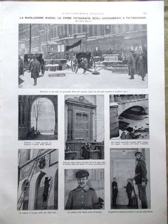 L'Illustrazione Italiana 15 Aprile 1917 WW1 Rivoluzione Russa Teleferica Venezie